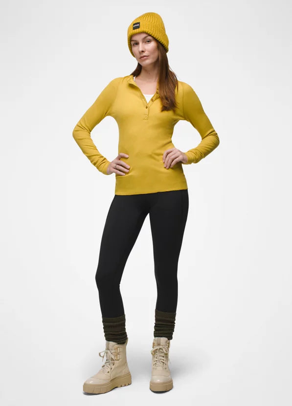 prAna - Prana Women's Touchstone Henley Top Golden Leaf Heather - The Shoe Collective