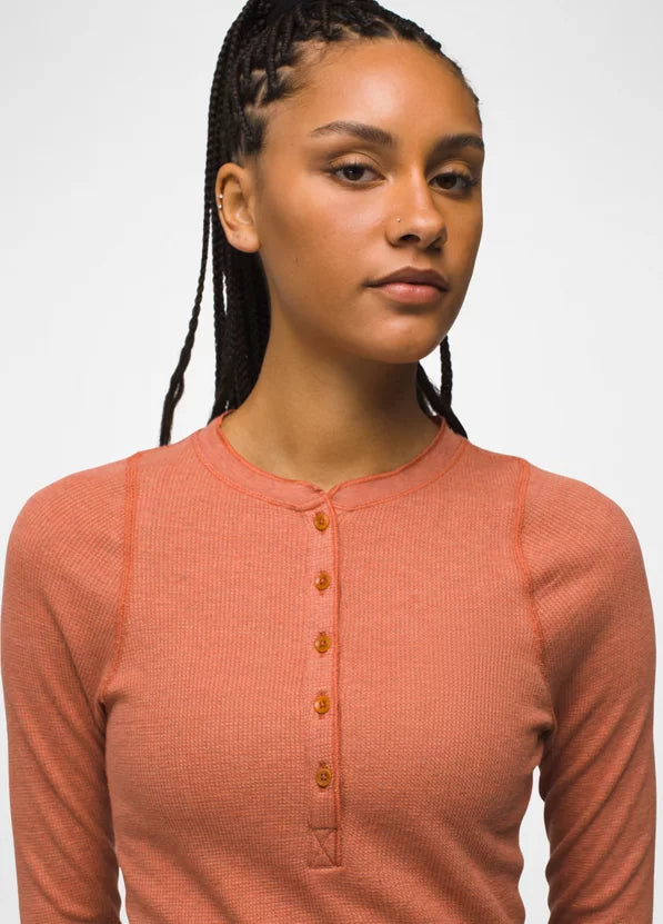 prAna - Prana Women's Touchstone Henley Top Terracotta - The Shoe Collective