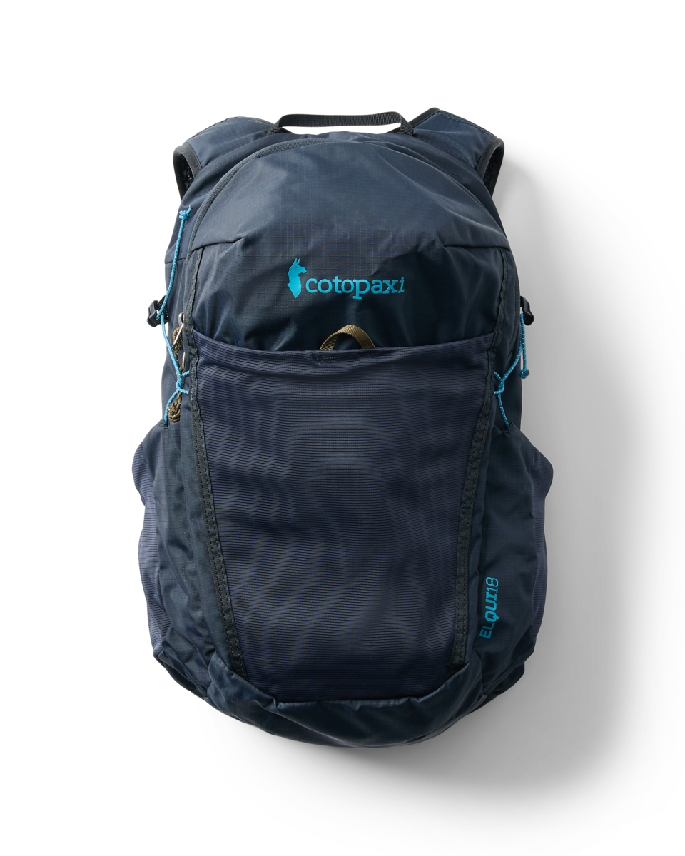 Cotopaxi Elqui 18L Backpack in Carbon and Kale colorways shown from multiple angles - View 1