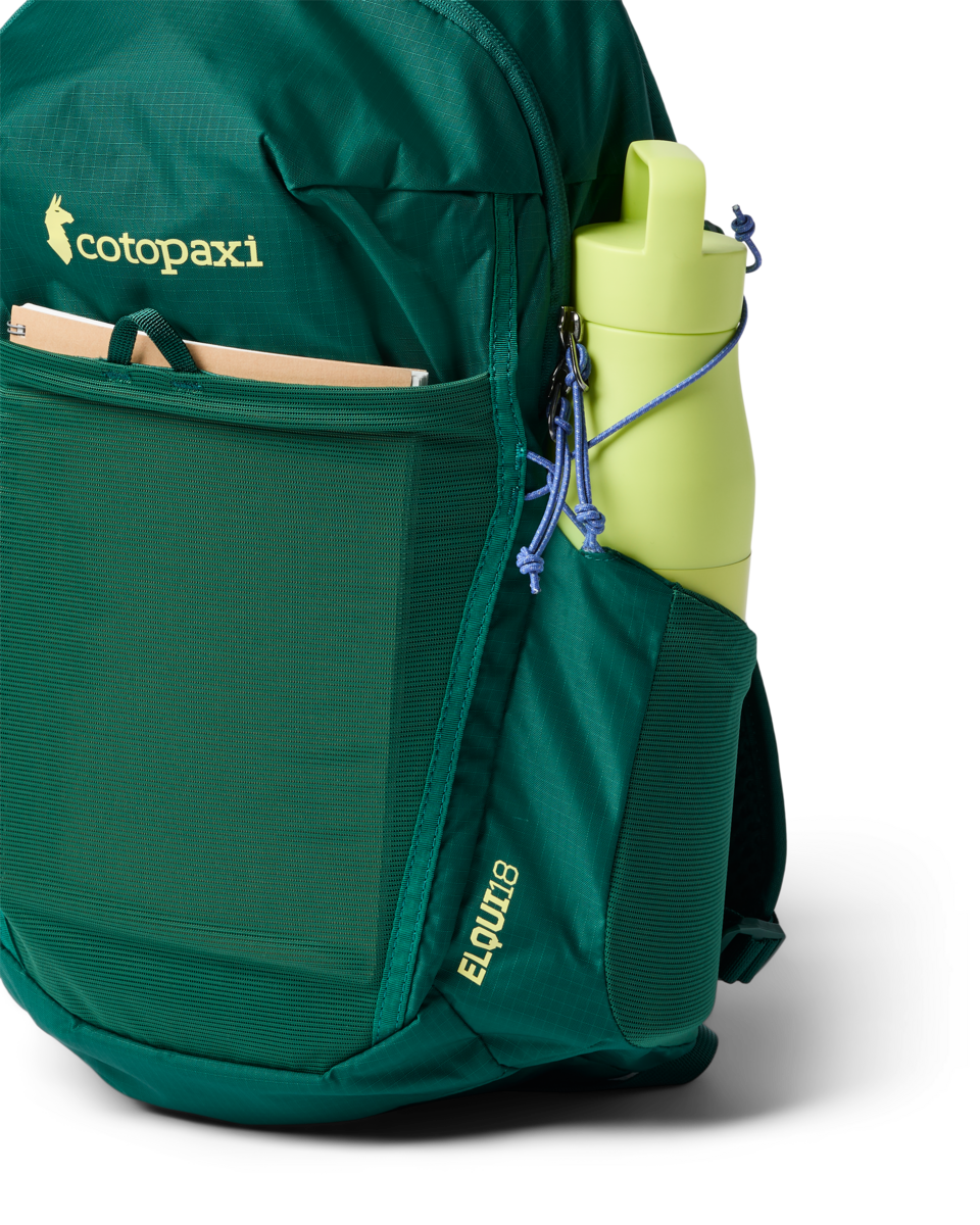 Cotopaxi Elqui 18L Backpack in Carbon and Kale colorways shown from multiple angles - View 11