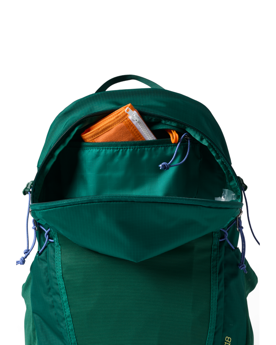 Cotopaxi Elqui 18L Backpack in Carbon and Kale colorways shown from multiple angles - View 12
