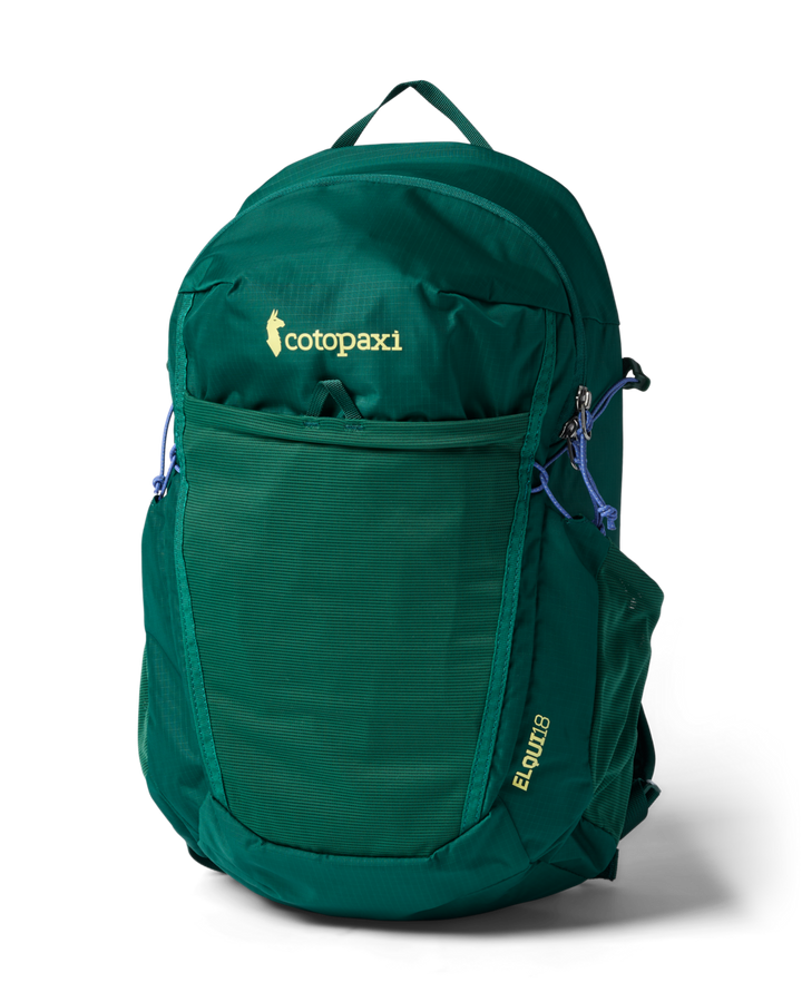 Cotopaxi Elqui 18L Backpack in Carbon and Kale colorways shown from multiple angles - View 9