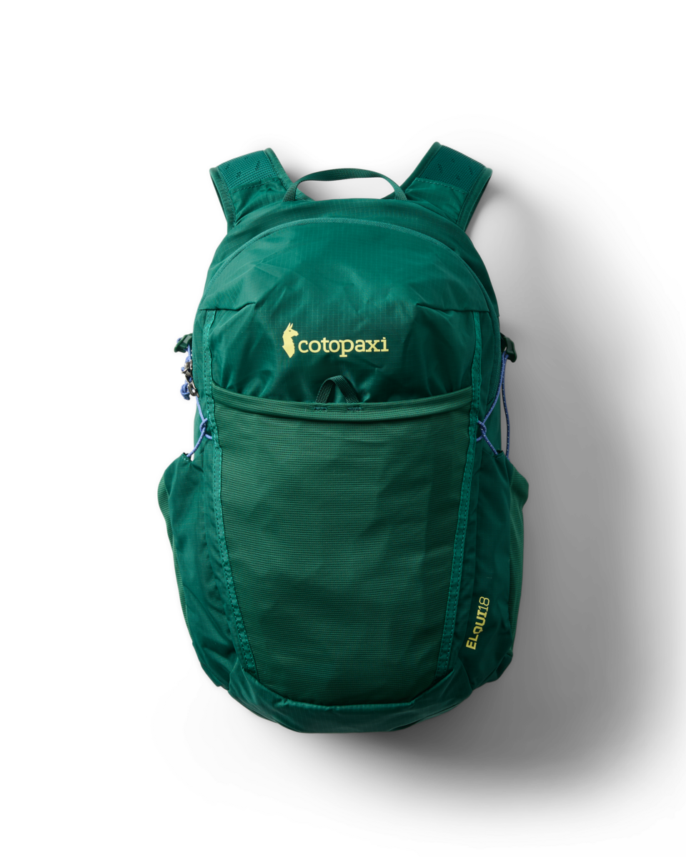 Cotopaxi Elqui 18L Backpack in Carbon and Kale colorways shown from multiple angles - View 13