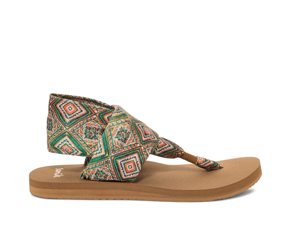 Sanuk - Sanuk Women’s Sling Tile Sandal Green/Gold - The Shoe Collective