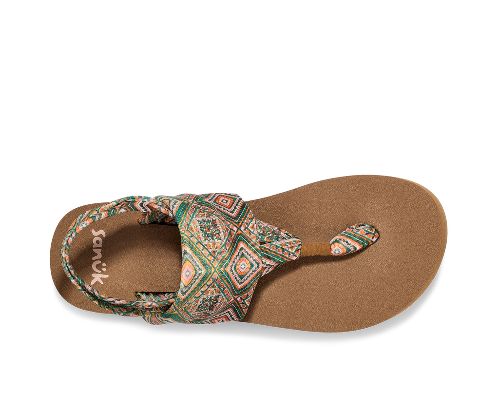 Sanuk - Sanuk Women’s Sling Tile Sandal Green/Gold - The Shoe Collective