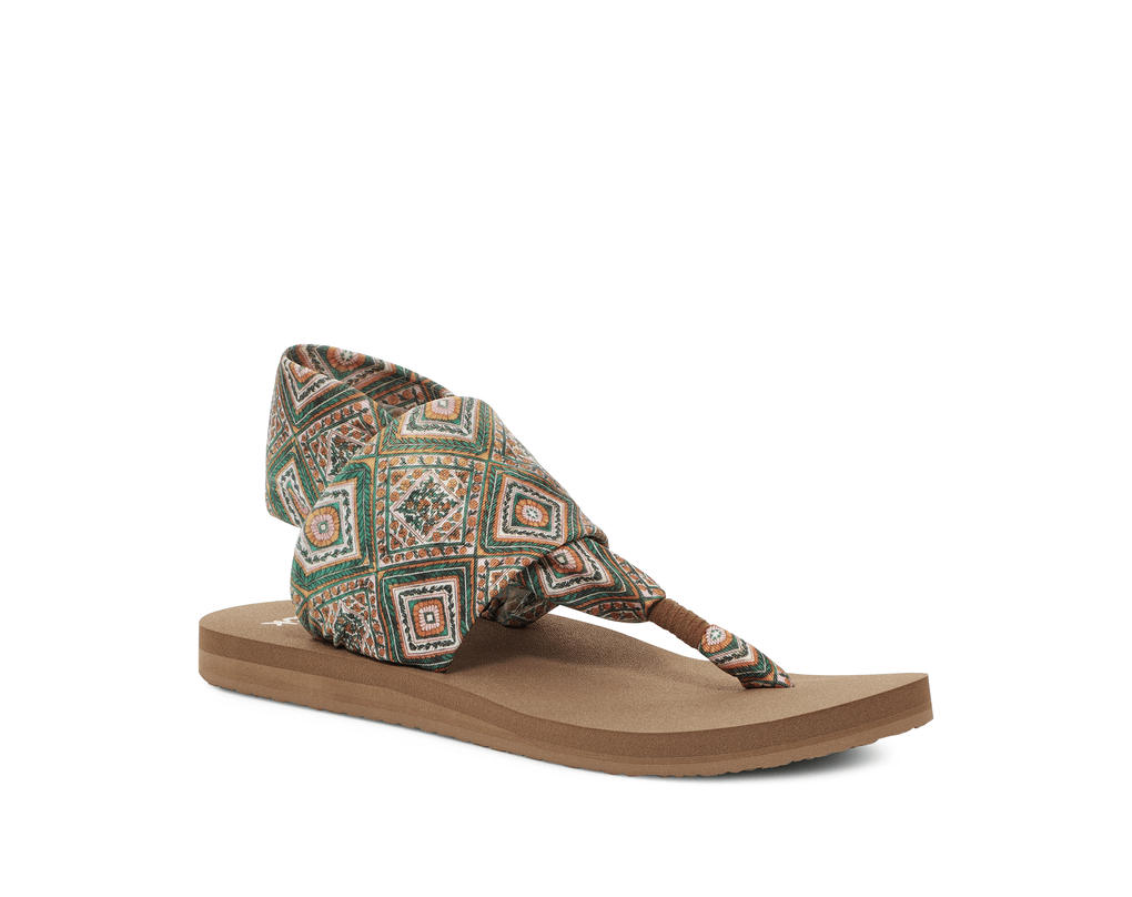 Sanuk - Sanuk Women’s Sling Tile Sandal Green/Gold - The Shoe Collective