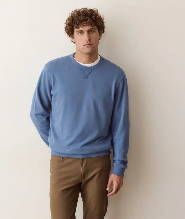 Marine Layer Relaxed Cloud 9 Terry Crewneck in Copen Blue