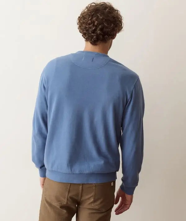 Marine Layer Relaxed Cloud 9 Terry Crewneck in Copen Blue back