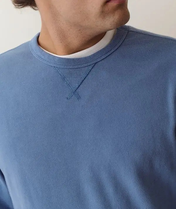 Marine Layer Relaxed Cloud 9 Terry Crewneck in Copen Blue 2