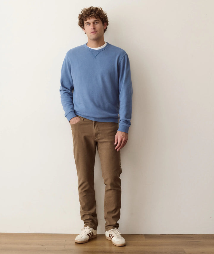 Marine Layer Relaxed Cloud 9 Terry Crewneck in Copen Blue 1