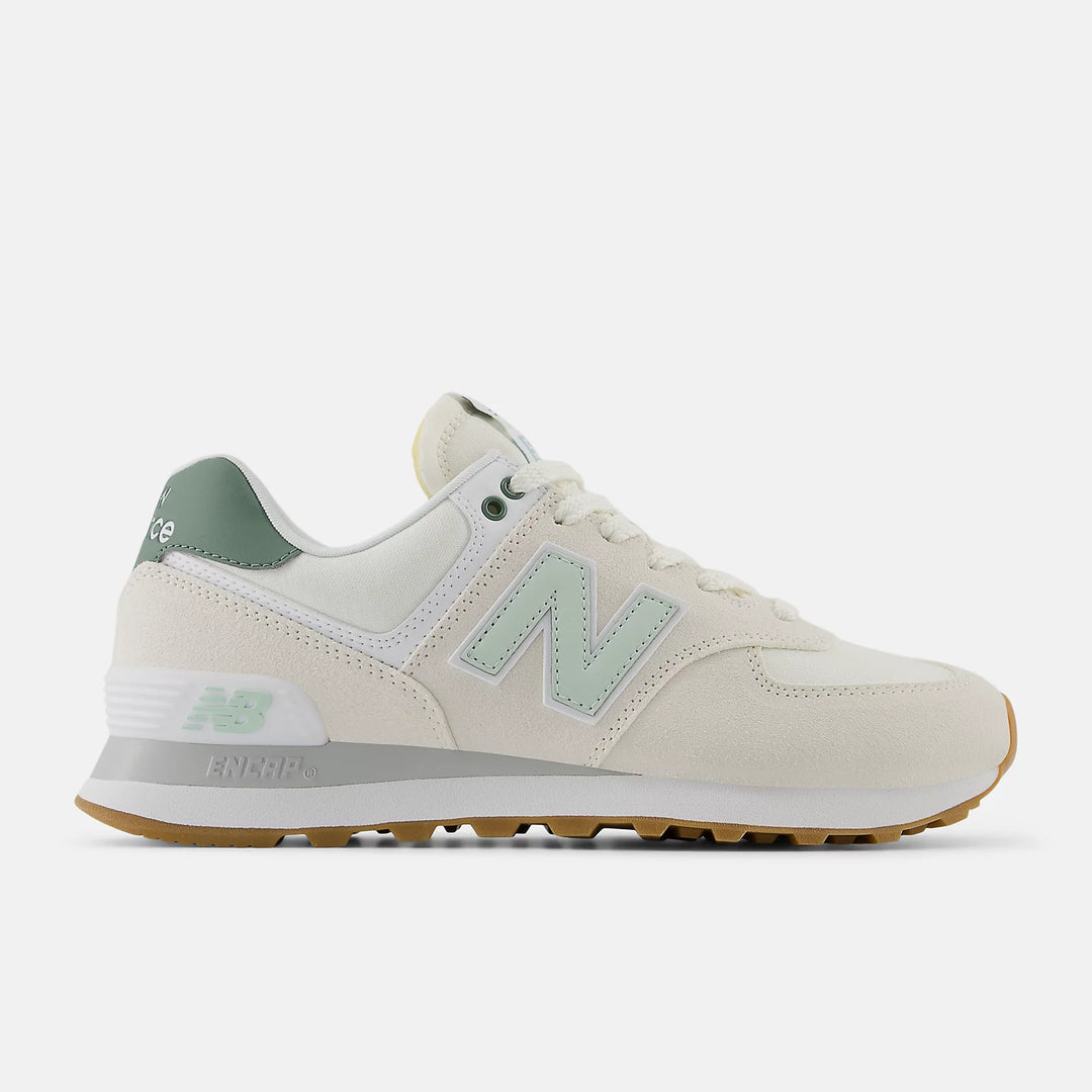 New Balance Women's 574 Shoes White Green 1