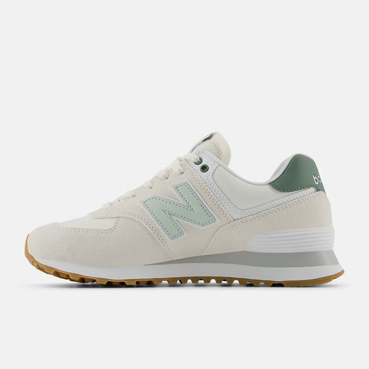 New Balance Women's 574 Shoes White Green 2