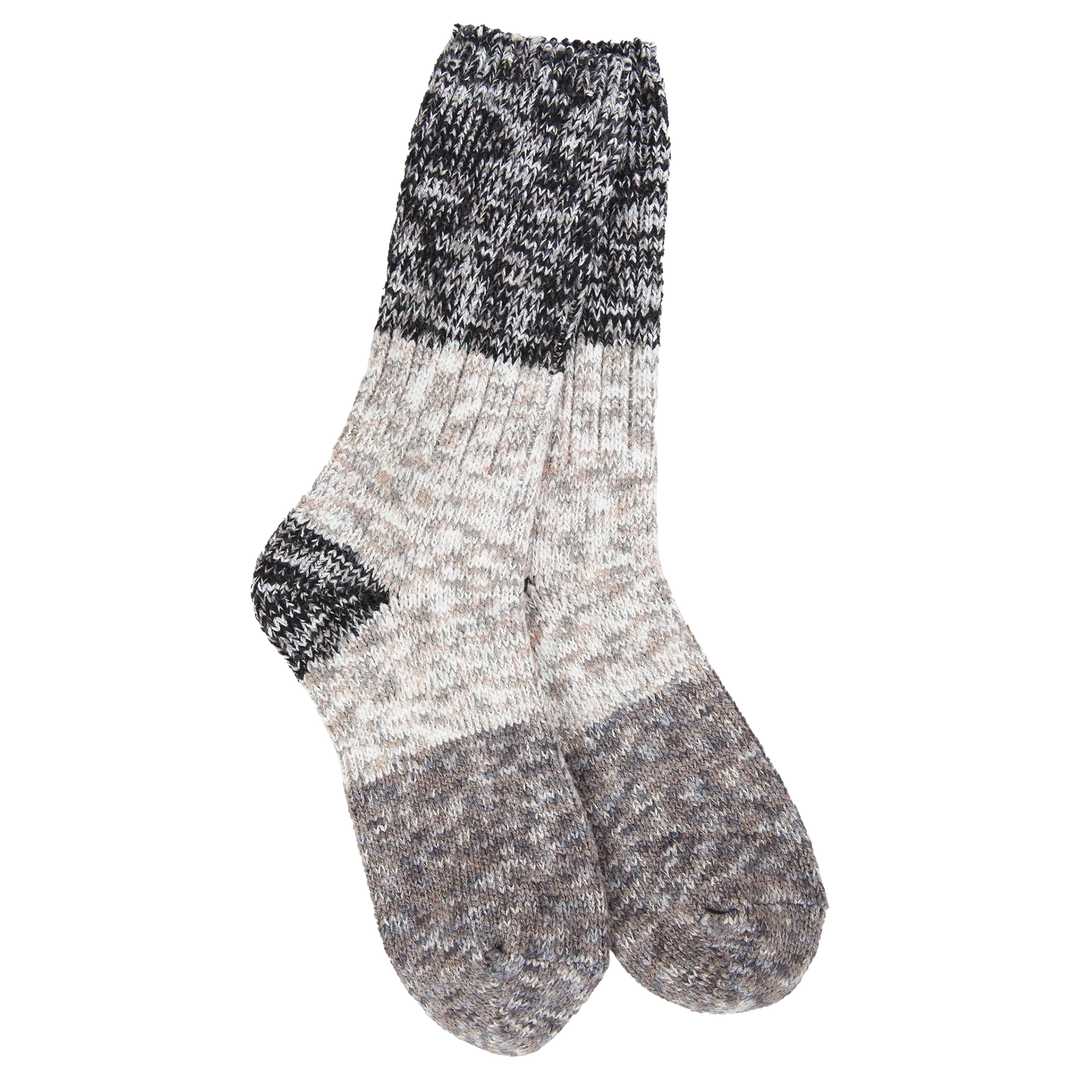 Worlds Softest Socks - World’s Softest Weekend Ragg Crew Colorblock Stone CB Multi Stone CB Multi pic 1 - The Shoe Collective