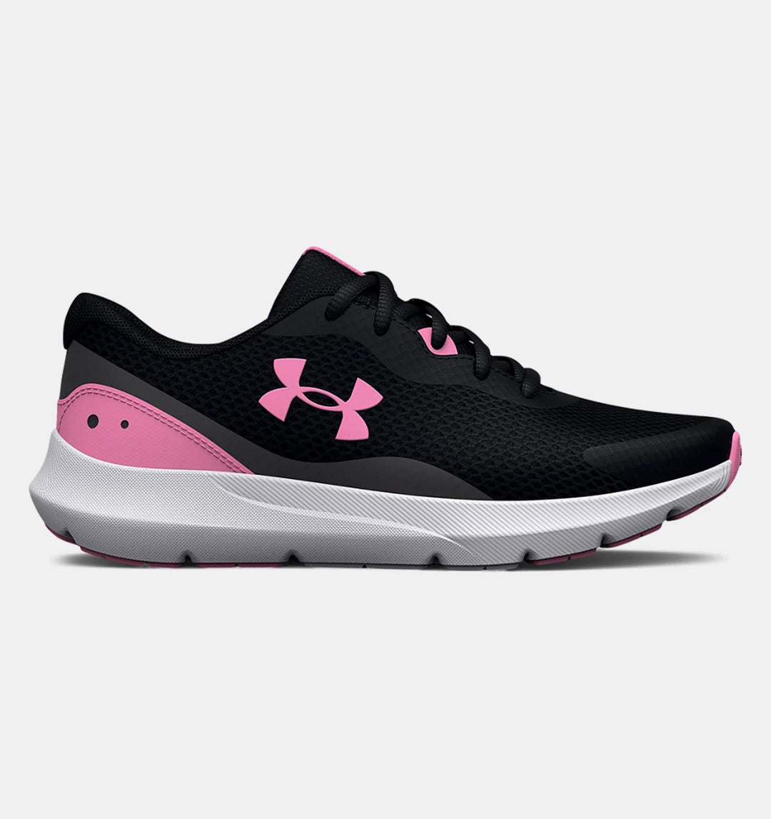 Under Armour - Girls' Infant UA Surge 3 AC Running Shoes Black-Flamingo-Flamingo pic 1 - The Shoe Collective