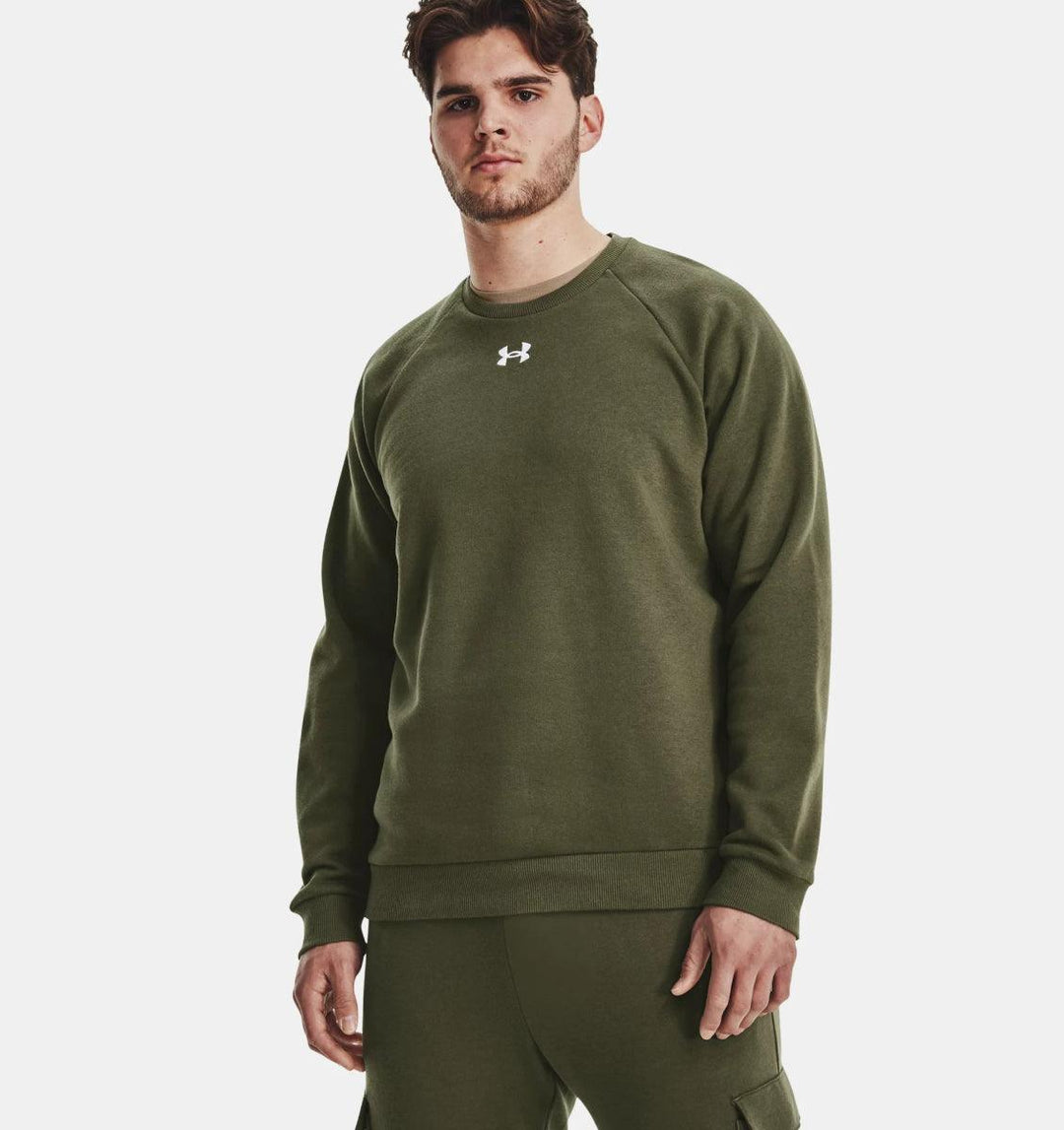 Under Armour - Men's UA Rival Fleece Crew Marine OD Green / White pic 1 - The Shoe Collective