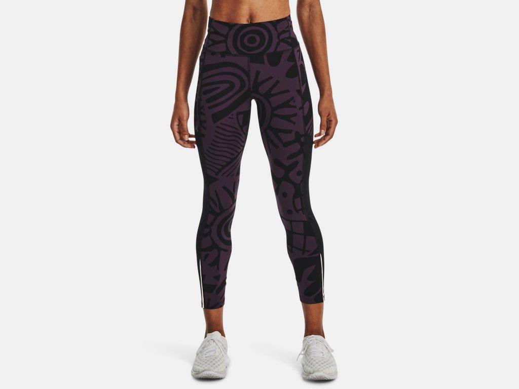 Under Armour - Women's UA Fly Fast 3.0 Printed Ankle Tights Tux Purple pic 1 - The Shoe Collective